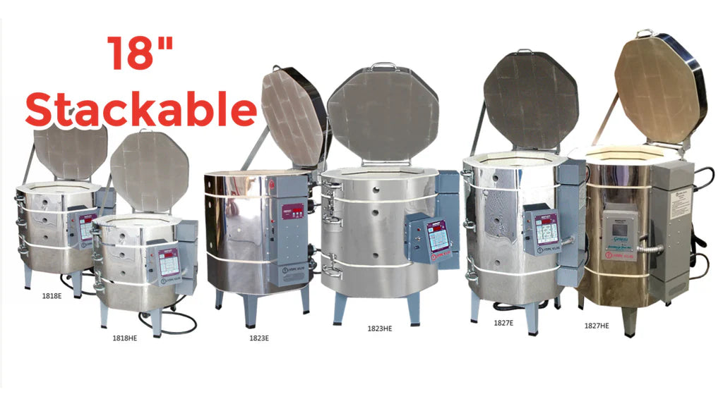 Olympic Kiln - 1818E Electric Stackable Kiln – 240V or 208V. 17.5" W x 18" D. Fires to Cone 8 (2300°F).